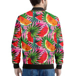 Colorful Leaf Watermelon Pattern Print Men's Bomber Jacket