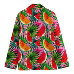 Colorful Leaf Watermelon Pattern Print Men's Cotton Blazer
