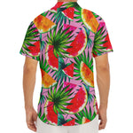 Colorful Leaf Watermelon Pattern Print Men's Deep V-Neck Shirt