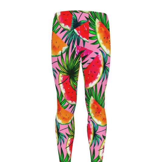Colorful Leaf Watermelon Pattern Print Men's leggings