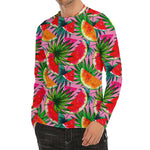 Colorful Leaf Watermelon Pattern Print Men's Long Sleeve Rash Guard