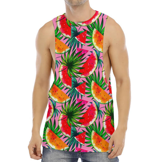Colorful Leaf Watermelon Pattern Print Men's Muscle Tank Top