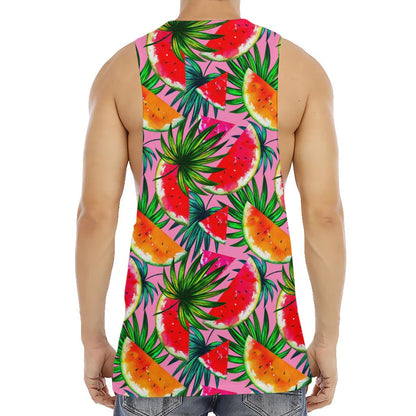 Colorful Leaf Watermelon Pattern Print Men's Muscle Tank Top