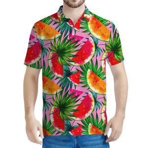 Colorful Leaf Watermelon Pattern Print Men's Polo Shirt