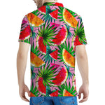 Colorful Leaf Watermelon Pattern Print Men's Polo Shirt