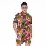Colorful Leaf Watermelon Pattern Print Men's Rompers