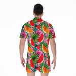 Colorful Leaf Watermelon Pattern Print Men's Rompers