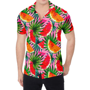 Colorful Leaf Watermelon Pattern Print Men's Shirt