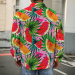 Colorful Leaf Watermelon Pattern Print Men's Shirt Jacket