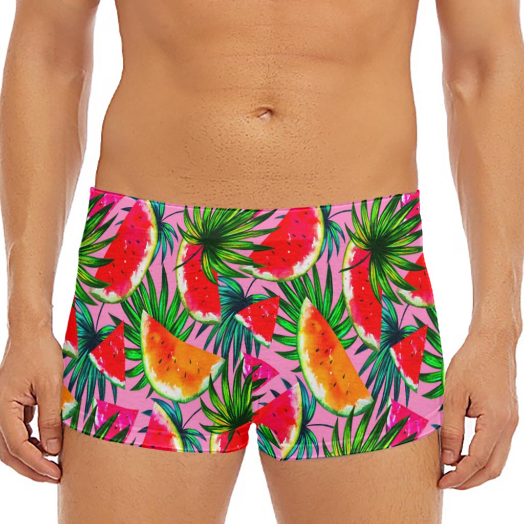 Colorful Leaf Watermelon Pattern Print Men's Short Boxer Briefs