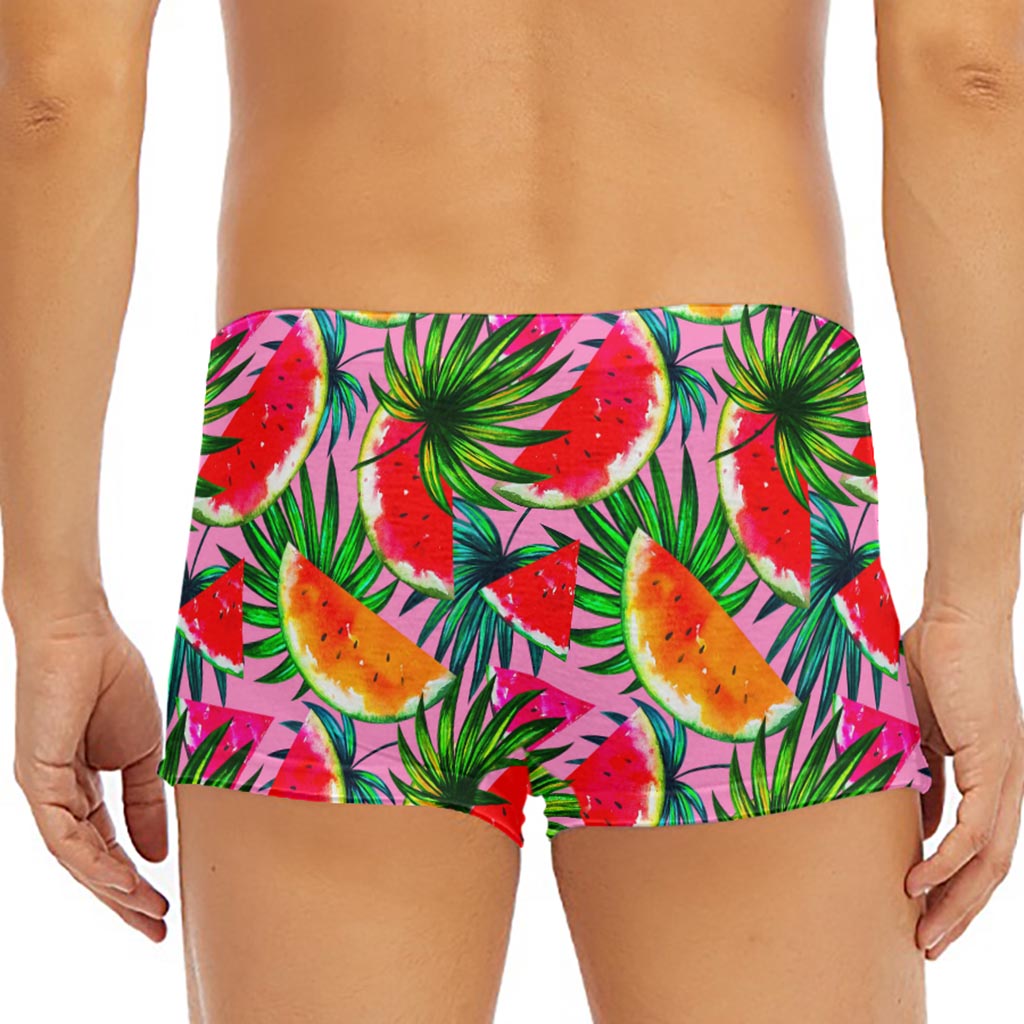 Colorful Leaf Watermelon Pattern Print Men's Short Boxer Briefs
