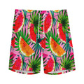 Colorful Leaf Watermelon Pattern Print Men's Athletic Shorts