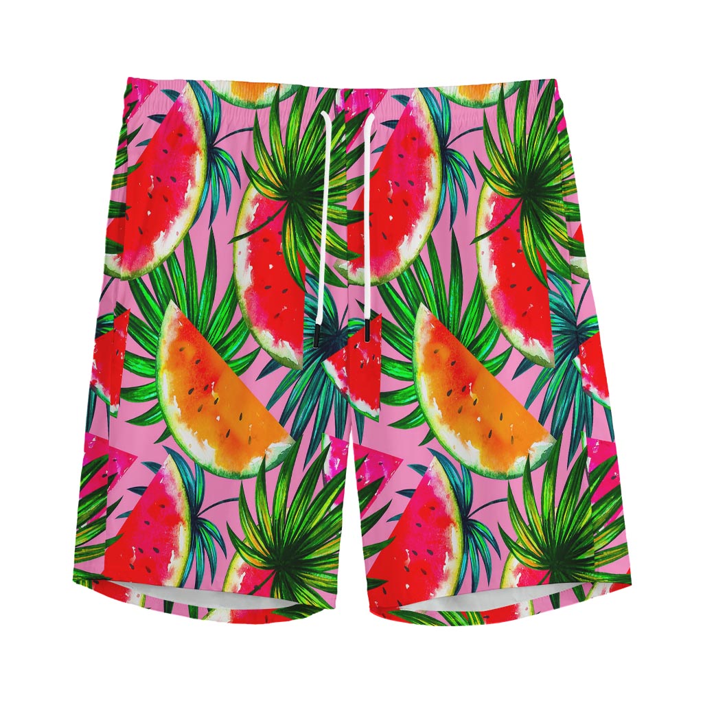 Colorful Leaf Watermelon Pattern Print Men's Sports Shorts