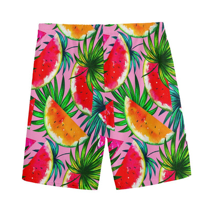 Colorful Leaf Watermelon Pattern Print Men's Sports Shorts