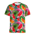 Colorful Leaf Watermelon Pattern Print Men's Athletic T-Shirt