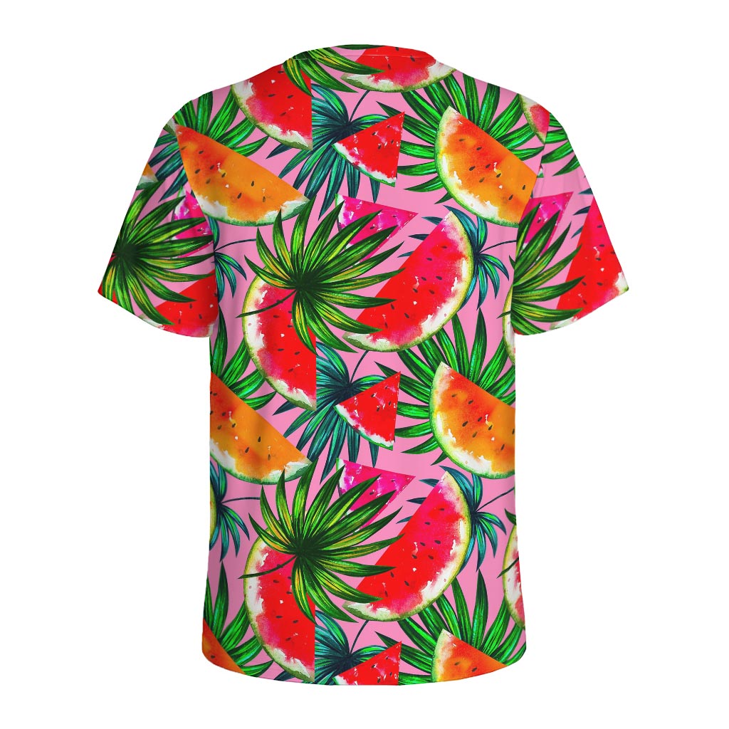 Colorful Leaf Watermelon Pattern Print Men's Sports T-Shirt