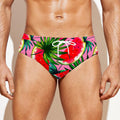 Colorful Leaf Watermelon Pattern Print Men's Swim Briefs