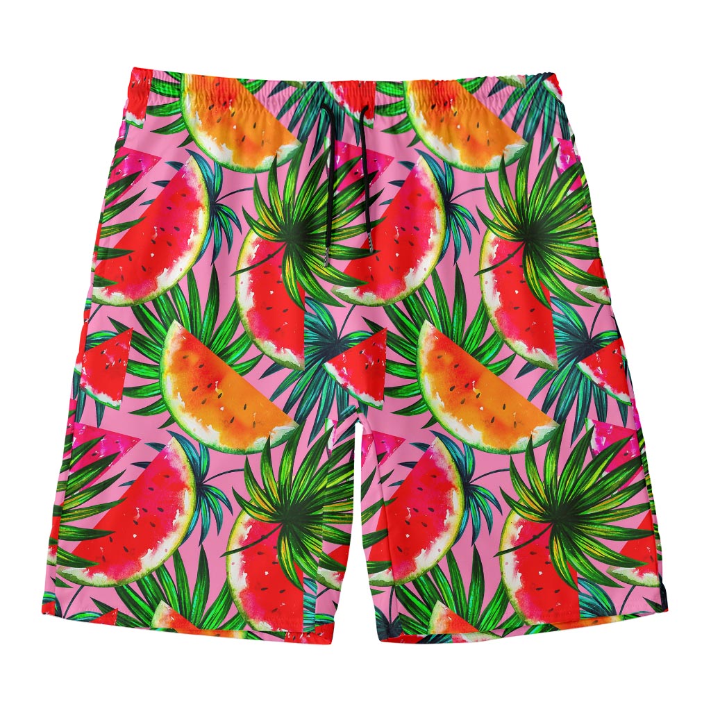 Colorful Leaf Watermelon Pattern Print Men's Swim Trunks
