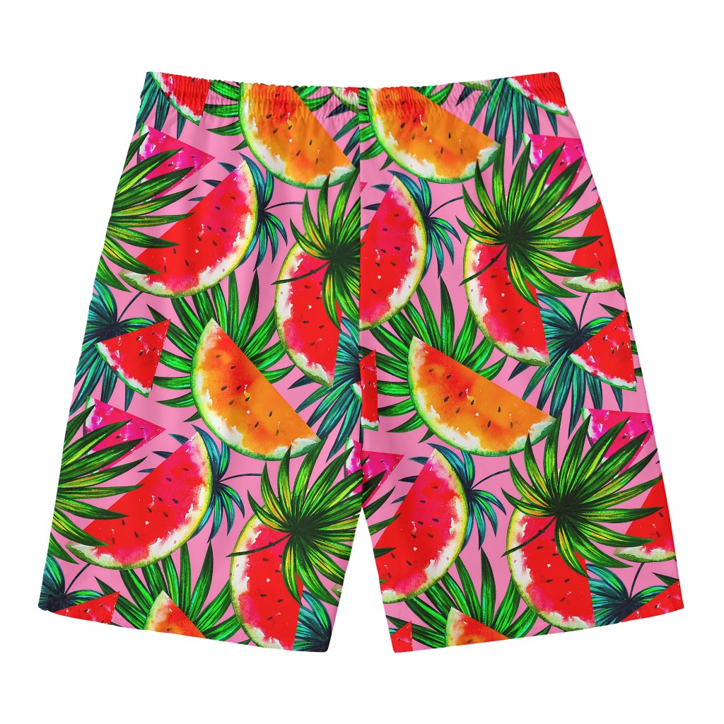 Colorful Leaf Watermelon Pattern Print Men's Swim Trunks