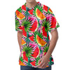 Colorful Leaf Watermelon Pattern Print Men's Velvet T-Shirt