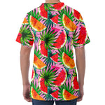 Colorful Leaf Watermelon Pattern Print Men's Velvet T-Shirt