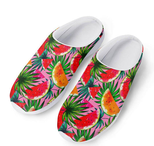Colorful Leaf Watermelon Pattern Print Mesh Casual Shoes
