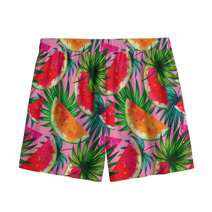 Colorful Leaf Watermelon Pattern Print Mesh Shorts