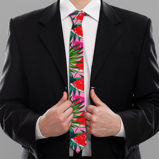 Colorful Leaf Watermelon Pattern Print Necktie