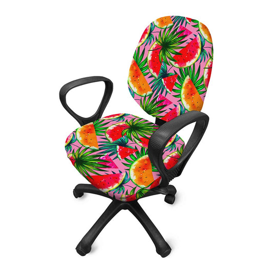 Colorful Leaf Watermelon Pattern Print Office Chair Cover