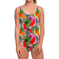 Colorful Leaf Watermelon Pattern Print One Piece Swimsuit