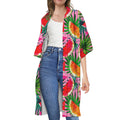 Colorful Leaf Watermelon Pattern Print Open Front Beach Cover Up