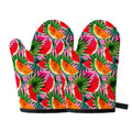 Colorful Leaf Watermelon Pattern Print Oven Mitts
