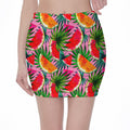 Colorful Leaf Watermelon Pattern Print Pencil Mini Skirt