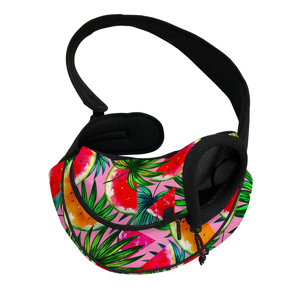 Colorful Leaf Watermelon Pattern Print Pet Sling Carrier