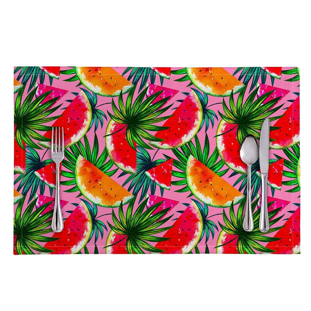Colorful Leaf Watermelon Pattern Print Placemat