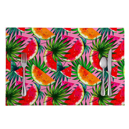 Colorful Leaf Watermelon Pattern Print Placemat