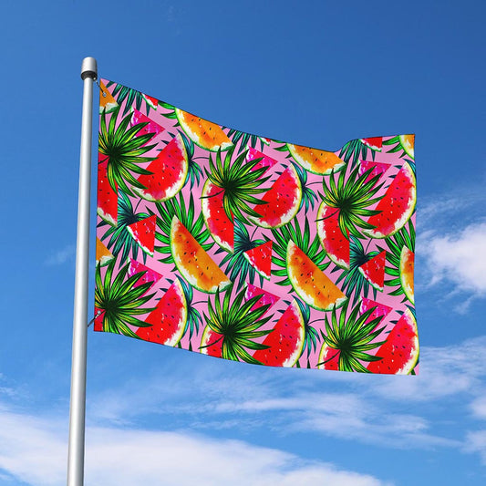 Colorful Leaf Watermelon Pattern Print Polyester Flag