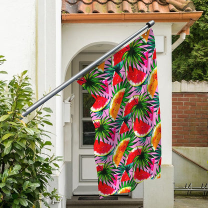 Colorful Leaf Watermelon Pattern Print Polyester Flag