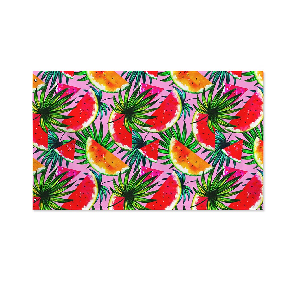 Colorful Leaf Watermelon Pattern Print Polyester Flag