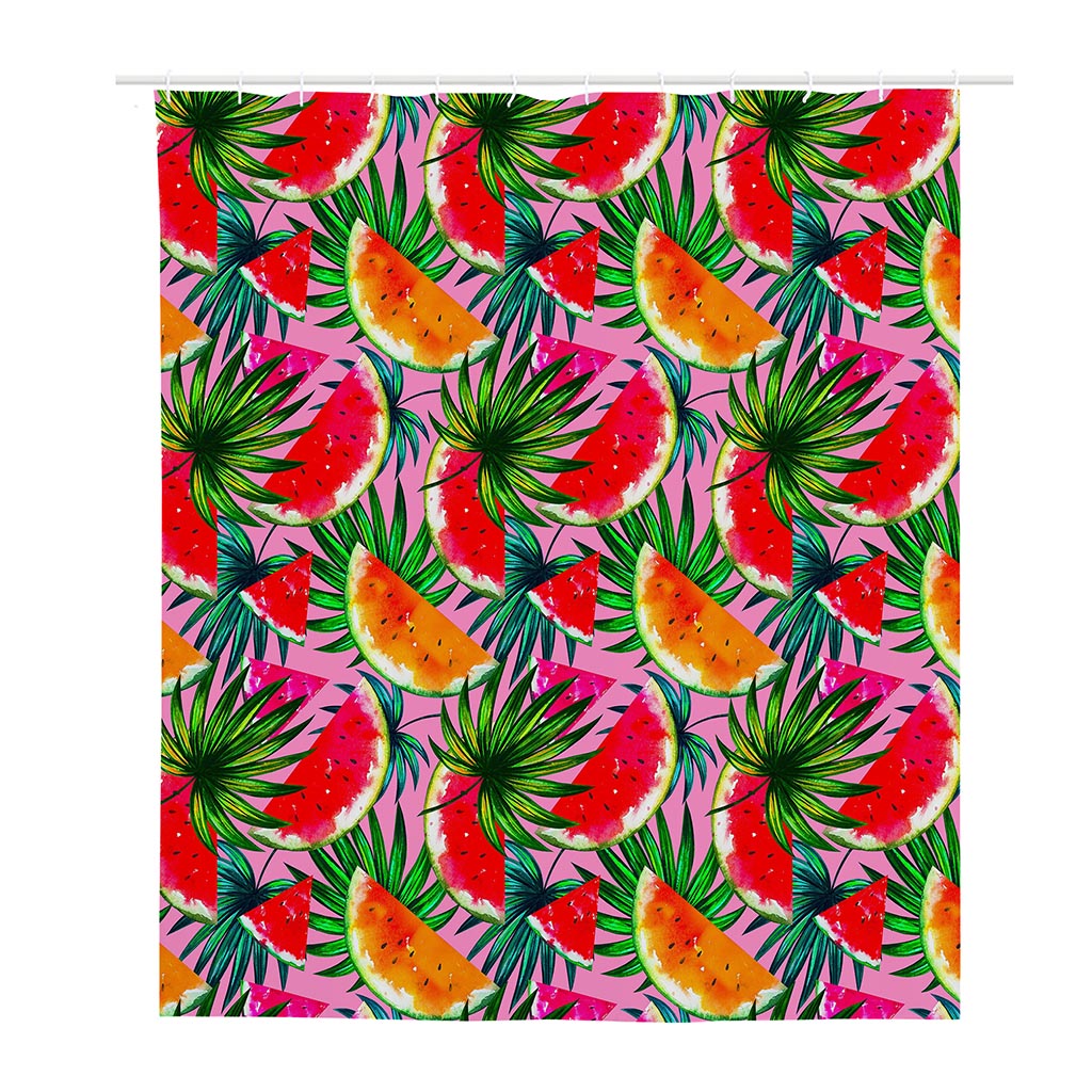 Colorful Leaf Watermelon Pattern Print Polyester Shower Curtain