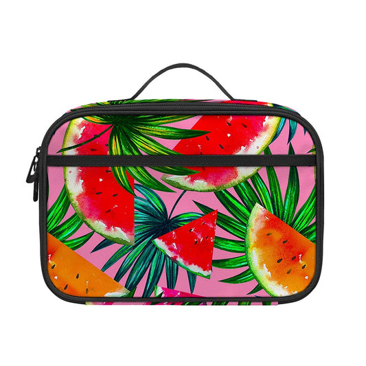 Colorful Leaf Watermelon Pattern Print Portable Lunch Bag