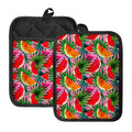 Colorful Leaf Watermelon Pattern Print Pot Holders With Pocket