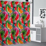 Colorful Leaf Watermelon Pattern Print Premium Shower Curtain