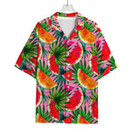 Colorful Leaf Watermelon Pattern Print Rayon Hawaiian Shirt
