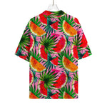Colorful Leaf Watermelon Pattern Print Rayon Hawaiian Shirt