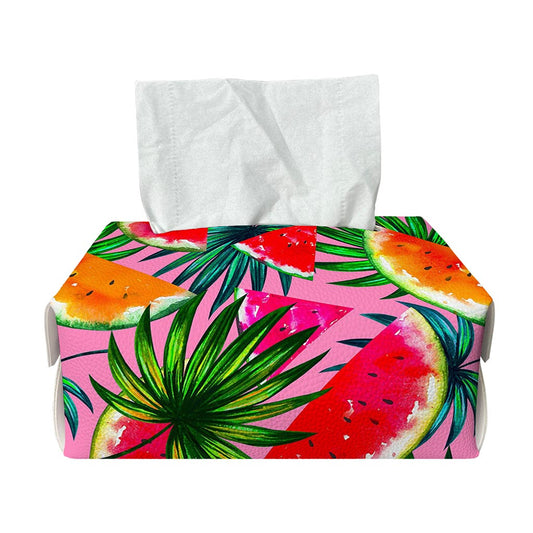 Colorful Leaf Watermelon Pattern Print Rectangle Tissue Box Cover
