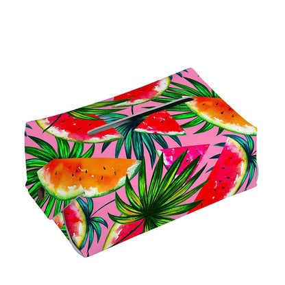 Colorful Leaf Watermelon Pattern Print Rectangle Tissue Box Cover