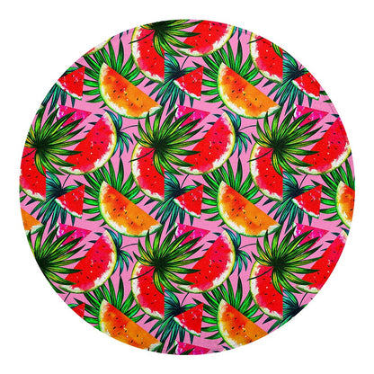 Colorful Leaf Watermelon Pattern Print Round Blanket