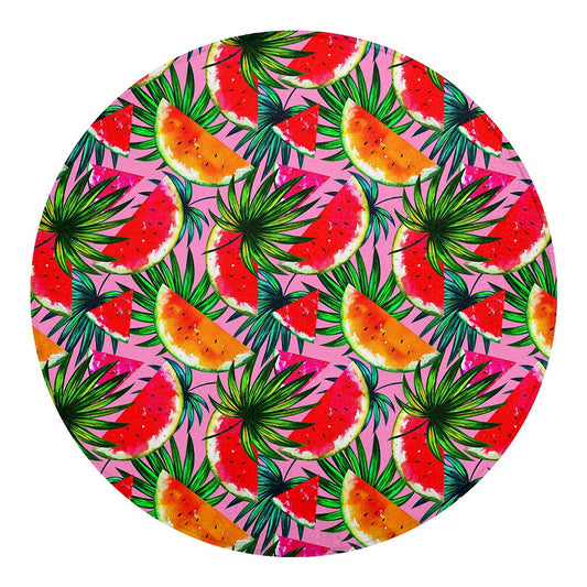 Colorful Leaf Watermelon Pattern Print Round Blanket