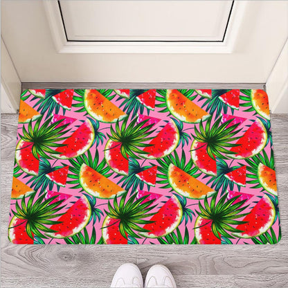 Colorful Leaf Watermelon Pattern Print Rubber Doormat